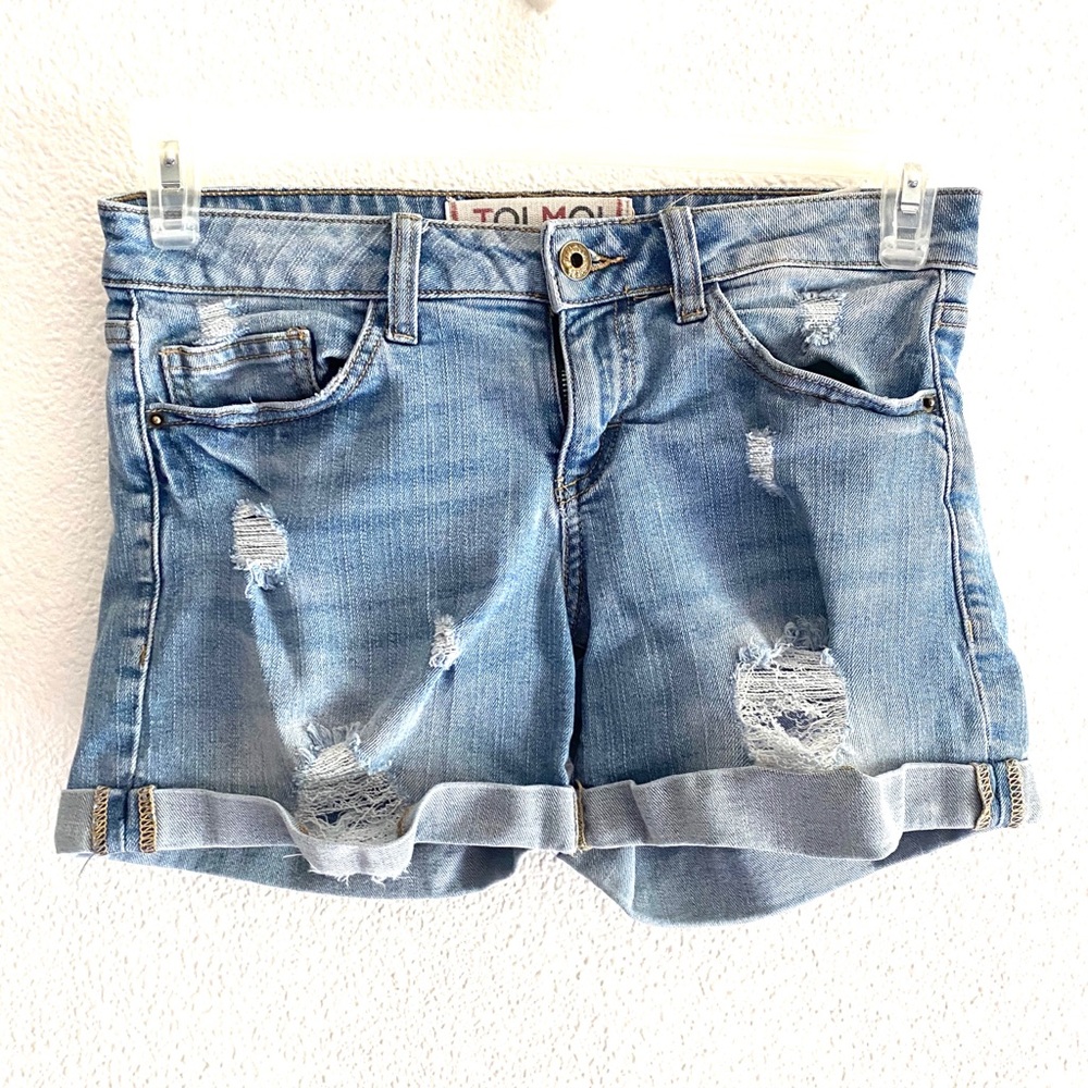 TOI MOI SNEEK PEEK distressed cuffed denim short-M